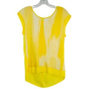 Calvin Klein Yellow & White Tie Dye Knit Short Sleeve High-Low Blouse Size XS